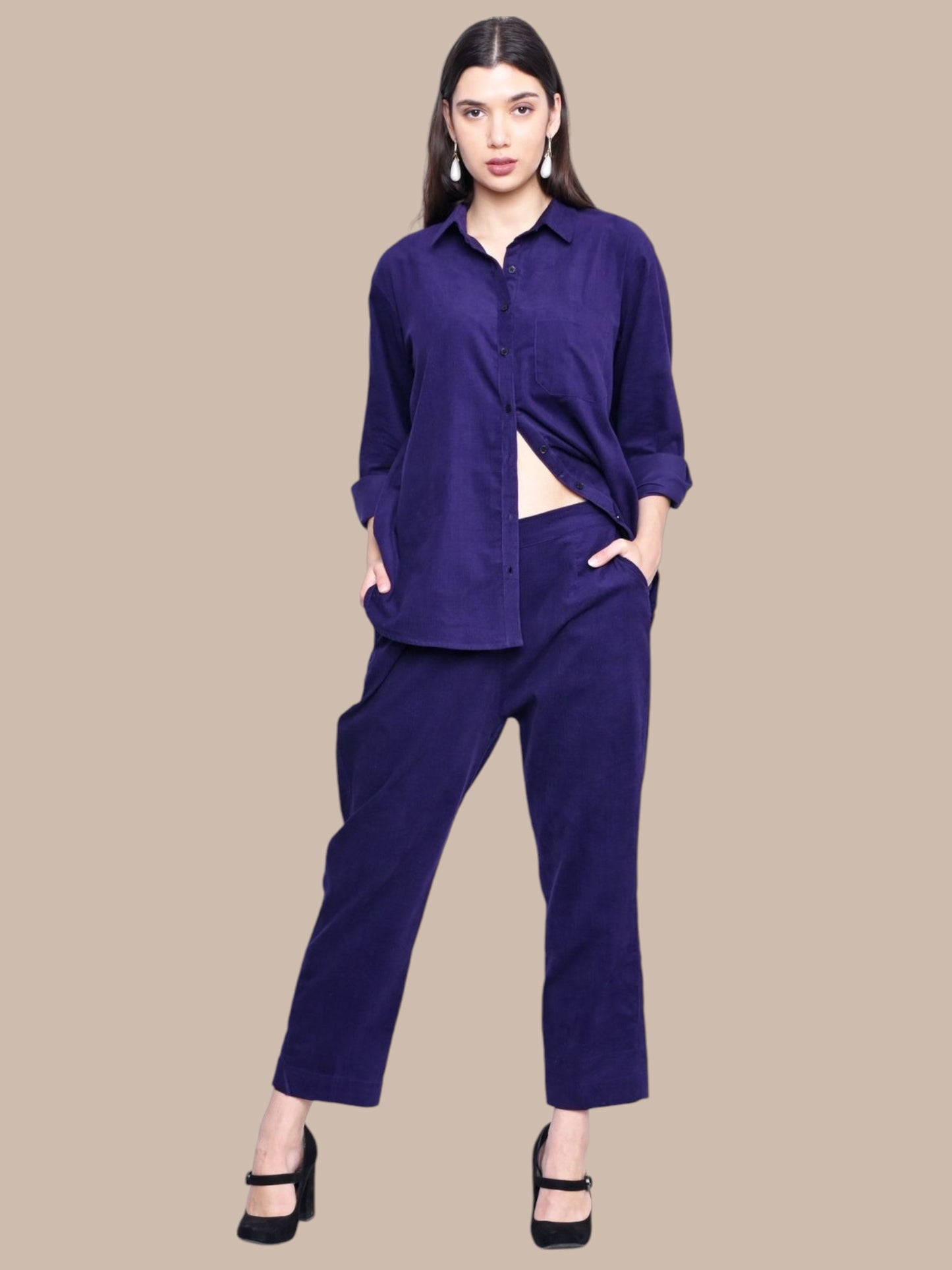 PURPLE CORDUROY CO-ORDS SET